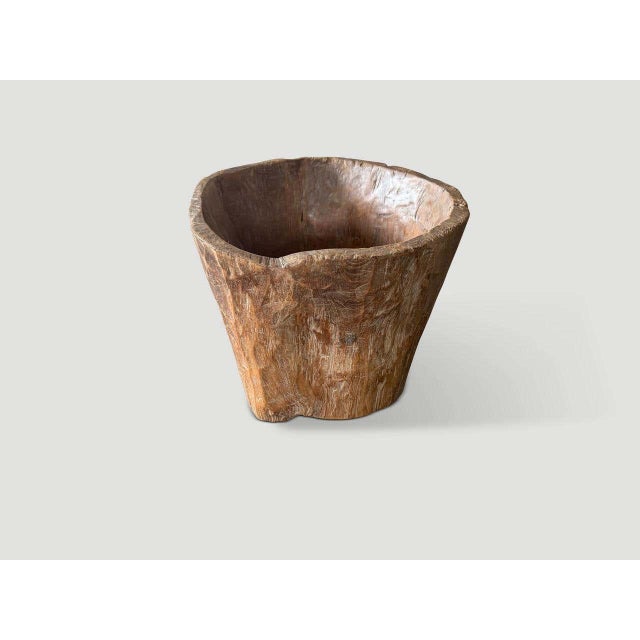 Wood Hand Carved Ancient Teak Wood Container For Sale - Image 7 of 7