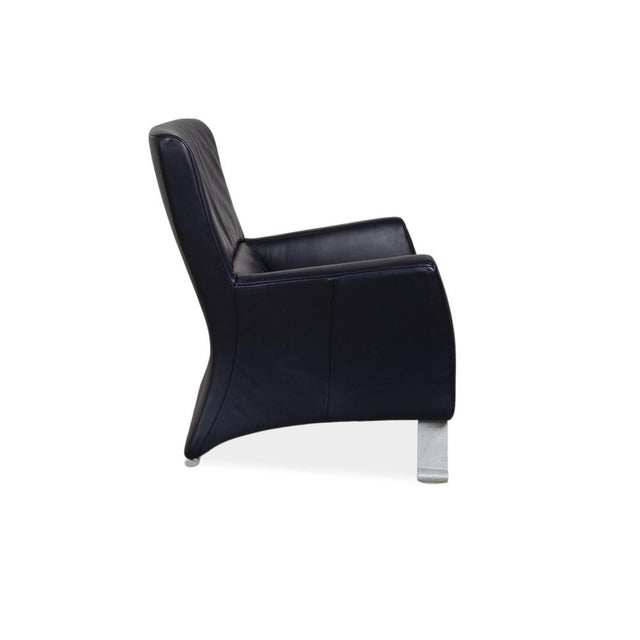 322 Leather Armchair Set in Blue with Ottoman by Rolf Benz, Set of 2 For Sale - Image 10 of 18