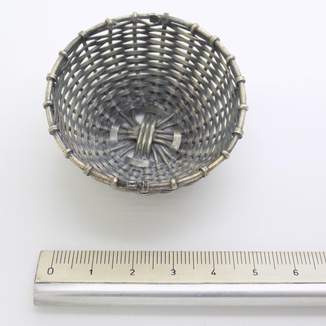 Vintage Italian Woven Basket Dollhouse Miniature in Silver 800, 1970s For Sale - Image 11 of 12