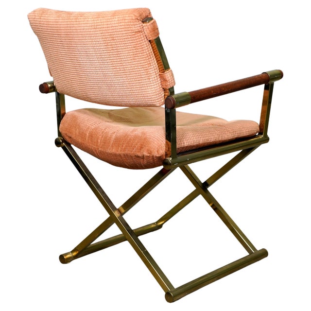 Cal-Style Pair of Milo Baughman Brass and Oak Directors Chairs For Sale - Image 4 of 12