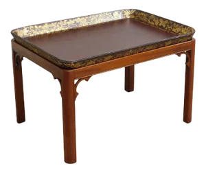 Henry Clay Antique Paper Mache Tray on Mahogany Stand 2 Georgian Butler Table