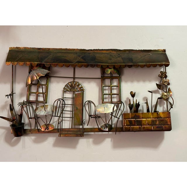 Mid-Century Modern MCM Copper Metal Brutalist Style Art Deco Café Bistro Wall Sculpture. For Sale In Indianapolis - Image 6 of 6