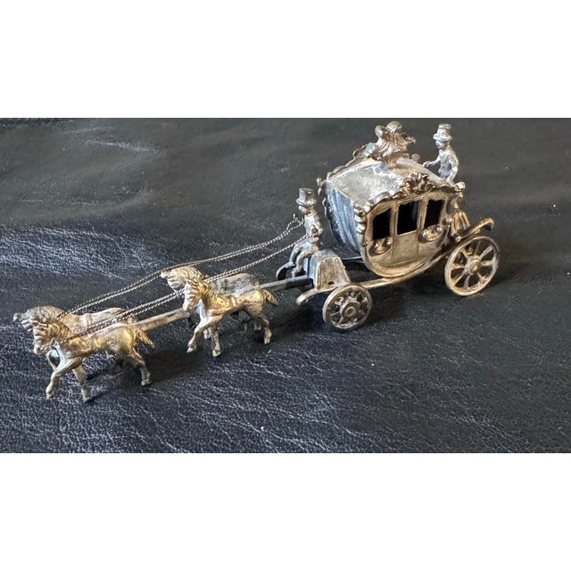 Antique European Staring Silver Miniature Horse Drawn Carriage For Sale - Image 4 of 8
