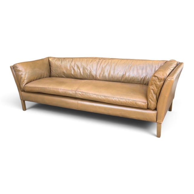 Restoration Hardware Restoration Hardware Sorensen Sofa in Caramel Tan Leather Wit Beautiful Patina For Sale - Image 4 of 12