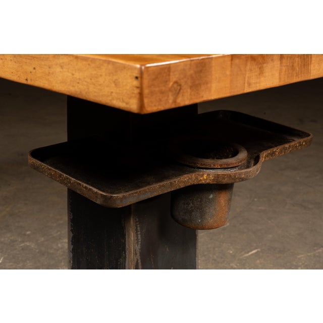Early 20th Century Industrial Maple-Top Pub Table on Cast-Iron Pedestal For Sale - Image 14 of 15
