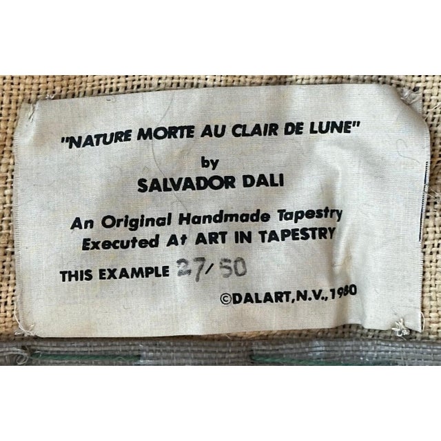 1980s Dali Still Life by the Light of the Moon Tapestry Only 50 Produced Surreal Art For Sale - Image 5 of 6