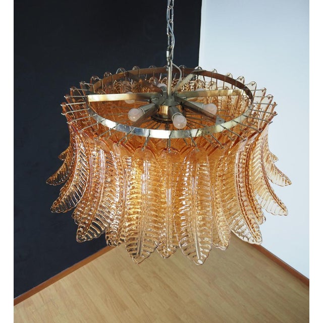 Large Amber Felci Murano Glass Chandelier, 1990s For Sale - Image 13 of 18