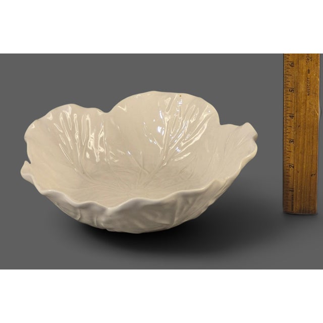 Vintage Bordallo Pinneiro Portugal Cabage Leaf White Serving Bowl For Sale - Image 6 of 8
