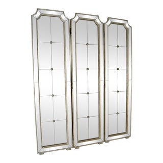 Mirrored Three-Panel Screen Neoclassical Style For Sale