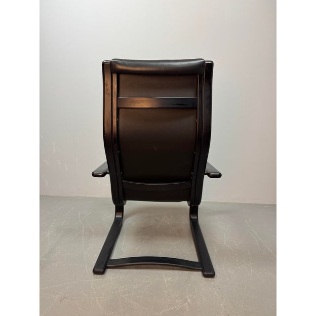 Wood Mid-Century Modern Lamino Lounge Chair in Black Leather by Yngve Ekstrom, Denmark, 1970s For Sale - Image 7 of 8