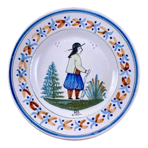 Grande Maison Hb Quimper French Faïence Breton Garçon Low Footed Server