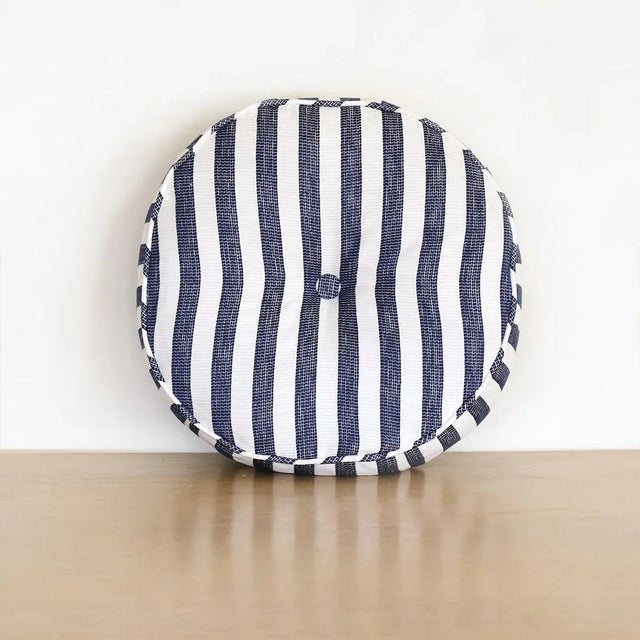 Not Yet Made - Made To Order Blue Stripe Circle Pillow For Sale - Image 5 of 5