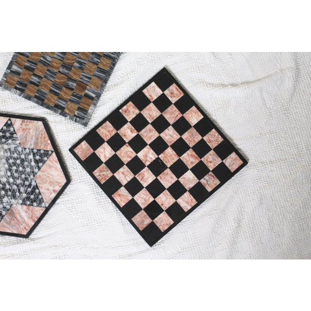 1990s Large Marble Black and Pink Chessboard For Sale - Image 5 of 11