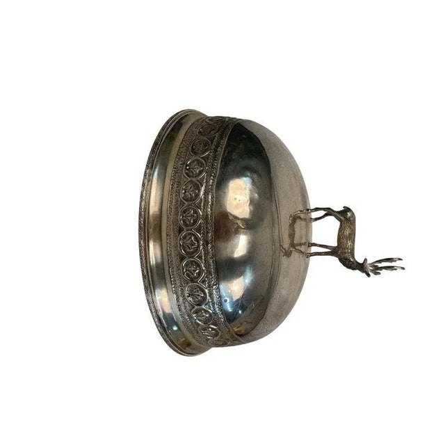 Rustic Antique Stag Covered Silverplate Meat Dome For Sale - Image 3 of 8
