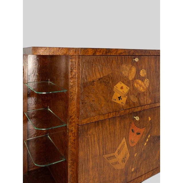 Italian Art Deco Bar Cabinet with Inlaid Doors by Colli, 1940s For Sale - Image 12 of 18