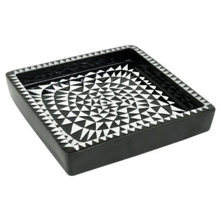 Black & White Ceramic Domino Plate by Stig Lindberg for Gustavsberg, Sweden, 1950s For Sale