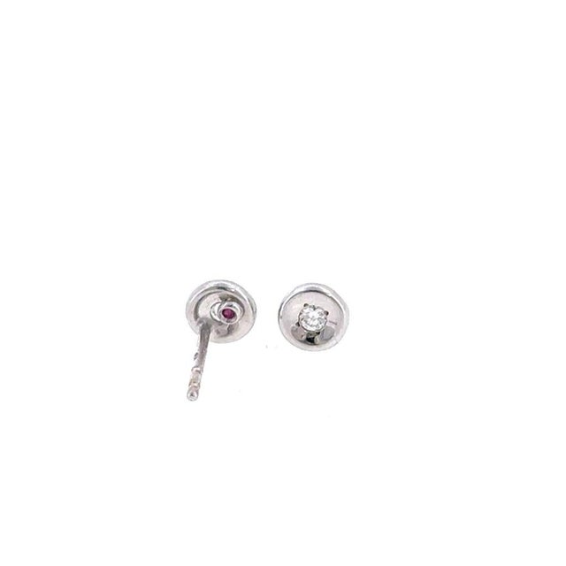 Early 21st Century Roberto Coin 18k White Gold Diamond Bezel Solitaire Stud Earrings 0.08ctw, Pair For Sale - Image 5 of 5