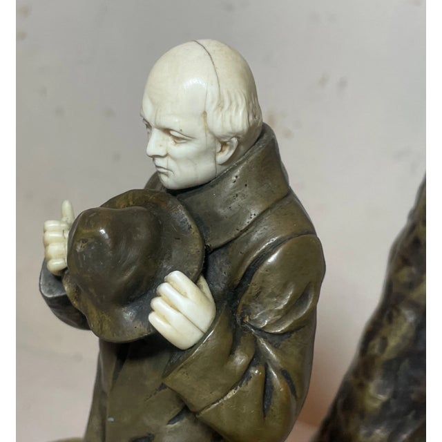 Antique Bronze Figural Sheep Herder Tree Carved Electric Table Lamp Sculpture For Sale - Image 16 of 18