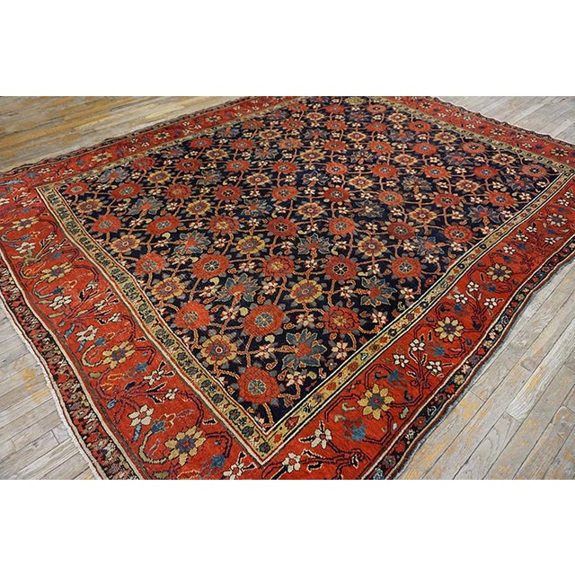 Persian 1800s Blue Navy Mina Khani Tribal Antique Nw. Persian Rug With Inscription Dated 1808 8' 4" X 10' 4" Handknotted Wool Carpet For Sale - Image 3 of 6