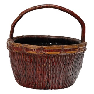 Chinese Lacquered Harvest Basket, C. 1900 For Sale