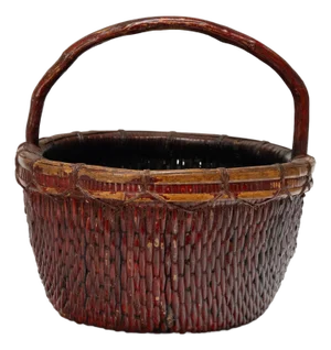 Chinese Lacquered Harvest Basket, C. 1900