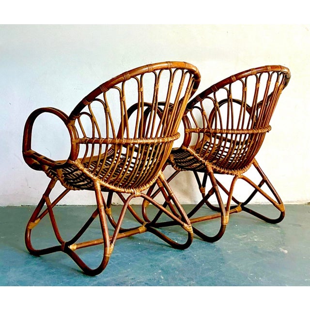 Vintage Boho Bent Rattan Lounge Chairs - A Pair For Sale - Image 12 of 12