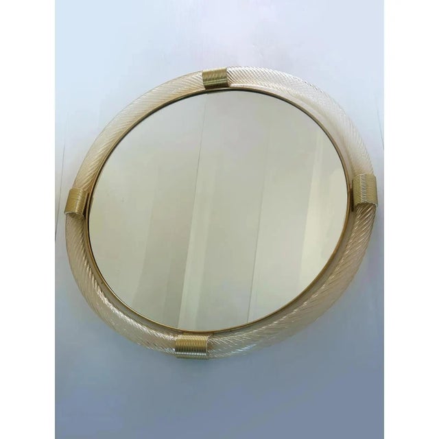 Glass Round Torciglione Gold Murano Glass Wall Mirror by Simoeng for Simoeng For Sale - Image 7 of 10