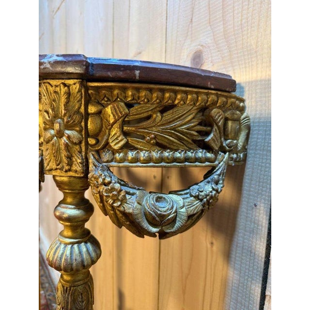 Louis XVI Style Console in Gilded and Carved Wood For Sale - Image 9 of 13