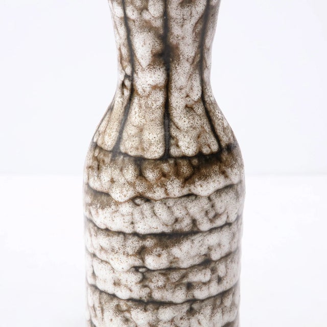 Ceramic Mid-Century Modernist White and Earth Toned Ceramic Vase With Banded Detailing For Sale - Image 7 of 13