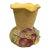 Vintage Italian Majolica Style Textured Ochre Pottery Vase With 3d Applied Floral Detail For Sale