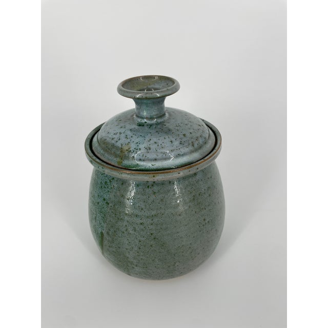Speckled Art Pottery Lidded Jar For Sale - Image 4 of 7