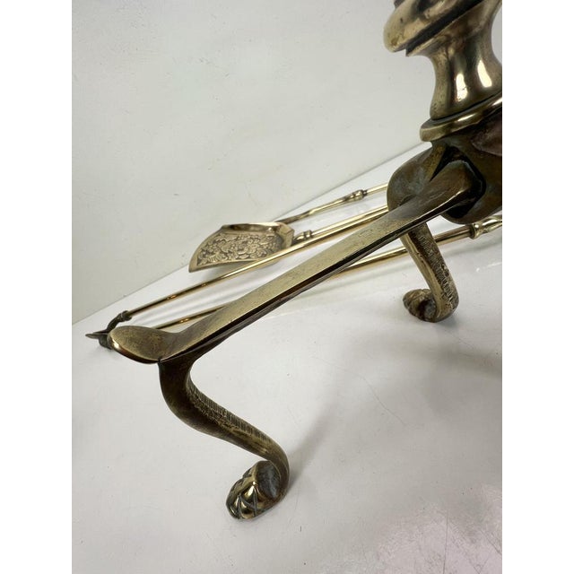 Antique Brass Fire Tools with Eagle Claws, Late 19th Century, Set of 5 For Sale - Image 9 of 18