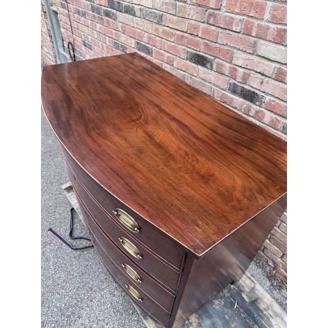 19th Century English Bow Front Chest of Drawers For Sale - Image 4 of 9