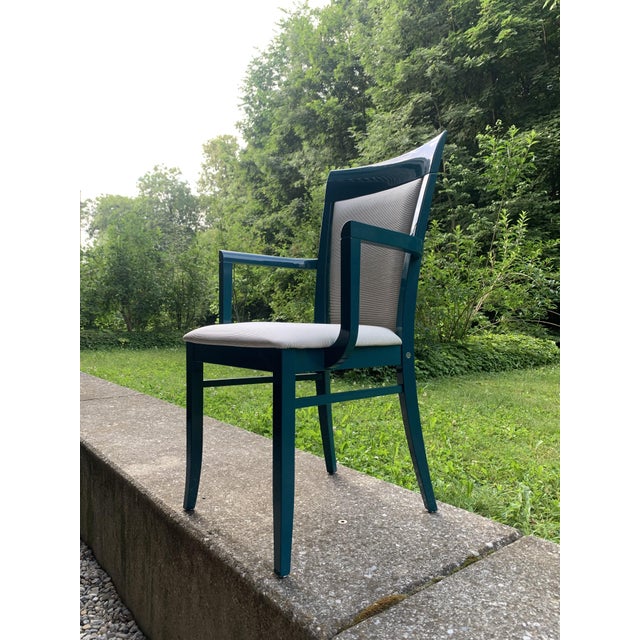 Wood Art Deco Armchair in Green Laque by Thonet for Gebrüder Thonet Vienna Gmbh, 1980s For Sale - Image 7 of 12