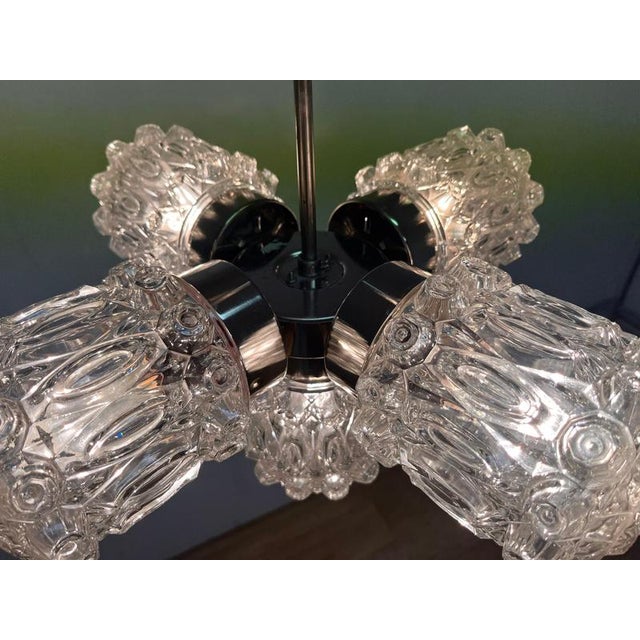Vintage Glass and Chrome Pendant by Kamenický Šenov, Czechoslovakia, 1970s For Sale - Image 4 of 9