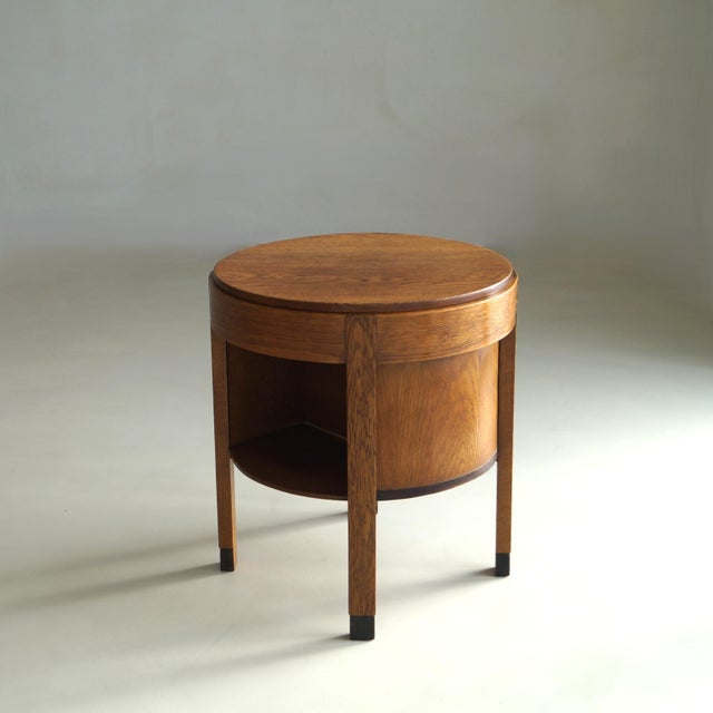 Dutch Art Deco Oak Accent Table with Storage, 1920s For Sale - Image 10 of 18