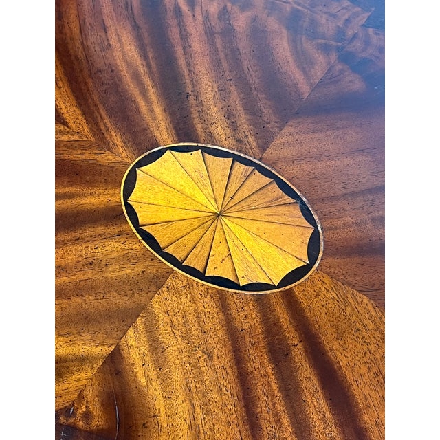 Late 20th Century Hekman Grand Rapids Inlaid Crotch Mahogany Oval Coffee Table For Sale - Image 14 of 14