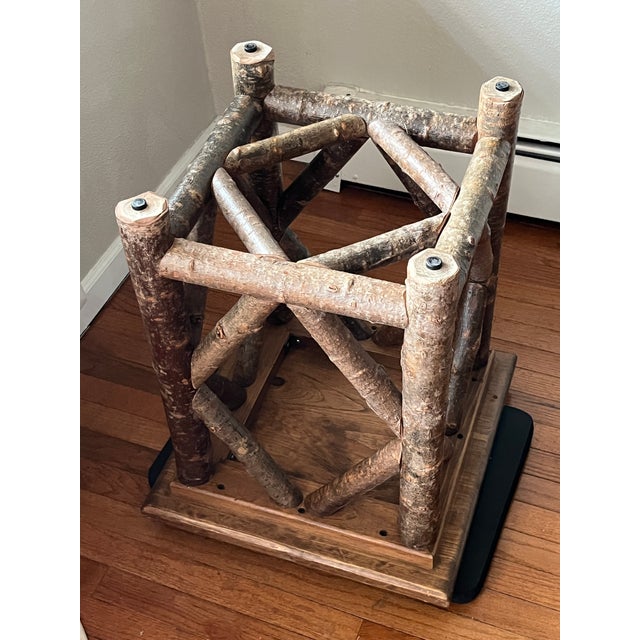 1980s Adirondack / Folk Art Theme, Rustic Log Accent Table, Cabin Lodge Log & Twig Side Table. White Pine & Birch For Sale - Image 12 of 12