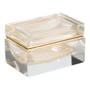 Hand Blown Murano Glass Box With 24 Karat Gold Flecks and Brass Fittings