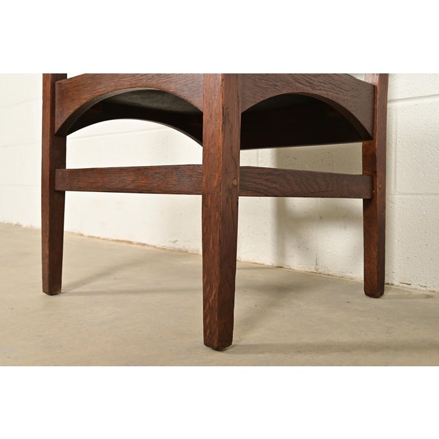 Gustav Stickley Harvey Ellis Antique Mission Oak Arts & Crafts Armchairs, Pair For Sale - Image 9 of 13