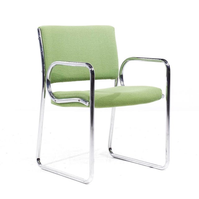Metal Vecta Group Dallas Mid Century Green and Chrome Chairs - Set of 4 For Sale - Image 7 of 11