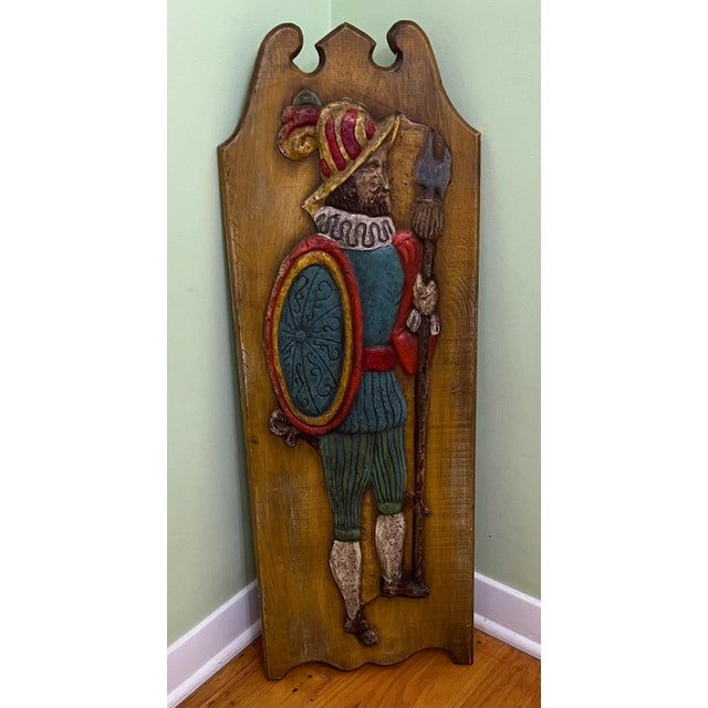 Brown 1970s Traditional Spanish Soldier Hand-Carved Mexican Folk Art Wall Hanging For Sale - Image 8 of 8