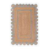 Scallop Jute Classic Blue Hand Made Rug - 2'x3' For Sale