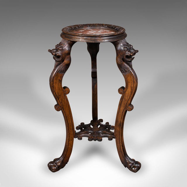 This is a striking vintage jardiniere stand. An Oriental, wine or lamp table with superb craftsmanship, dating to the Art...