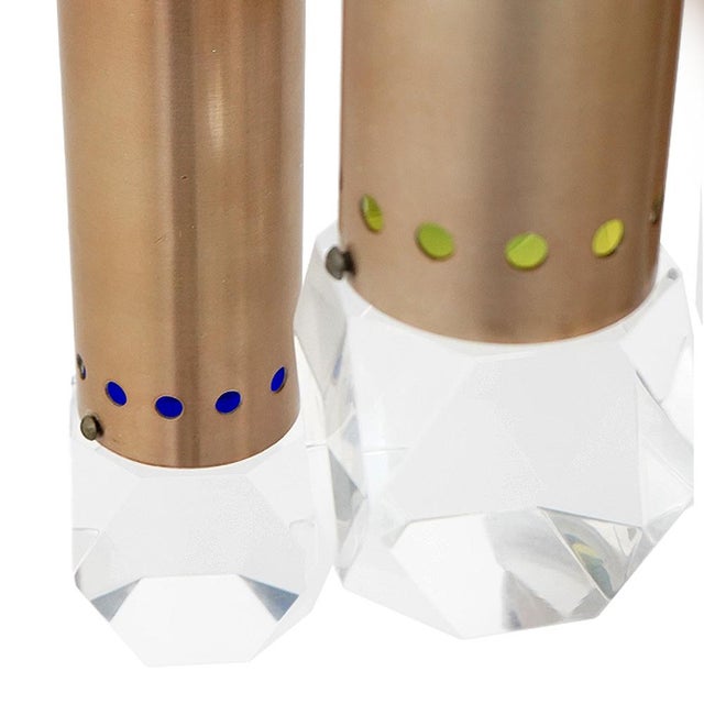 4-Pendant Chandelier with Acrylic Glass Diffusers by Gaetano Missaglia, 1960s For Sale - Image 11 of 14