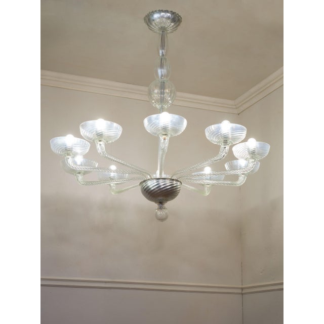 Mid-Century Murano Glass 10-Light Chandelier, 1950s For Sale - Image 4 of 13