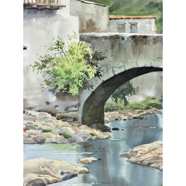 Luis Amendolla (Mexican 1939-2000) Watercolor Village Landscape, Signed For Sale - Image 10 of 18