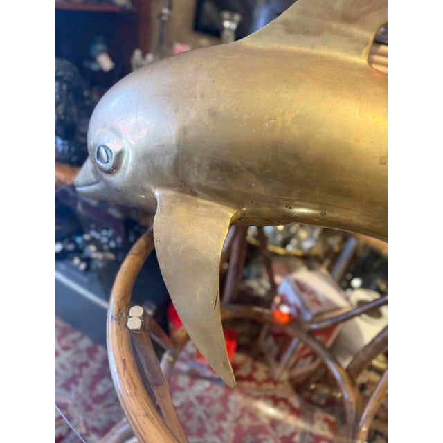1980s 1980s Brass Dolphin Sculpture For Sale - Image 5 of 12