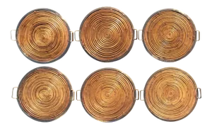 Gabriella Crespi Style Vintage Pencil Reed Coiled Bamboo Brass Rim Tray
