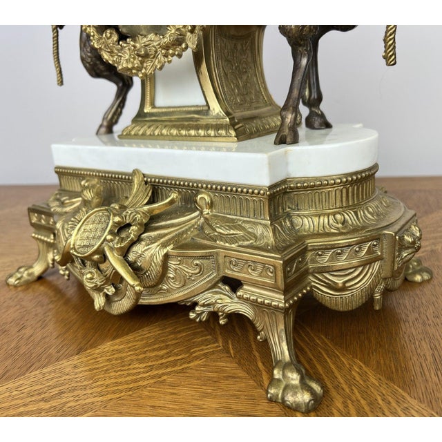 Louis XV Brass Marble Garniture Set with Candelabras, Set of 3 For Sale - Image 12 of 18